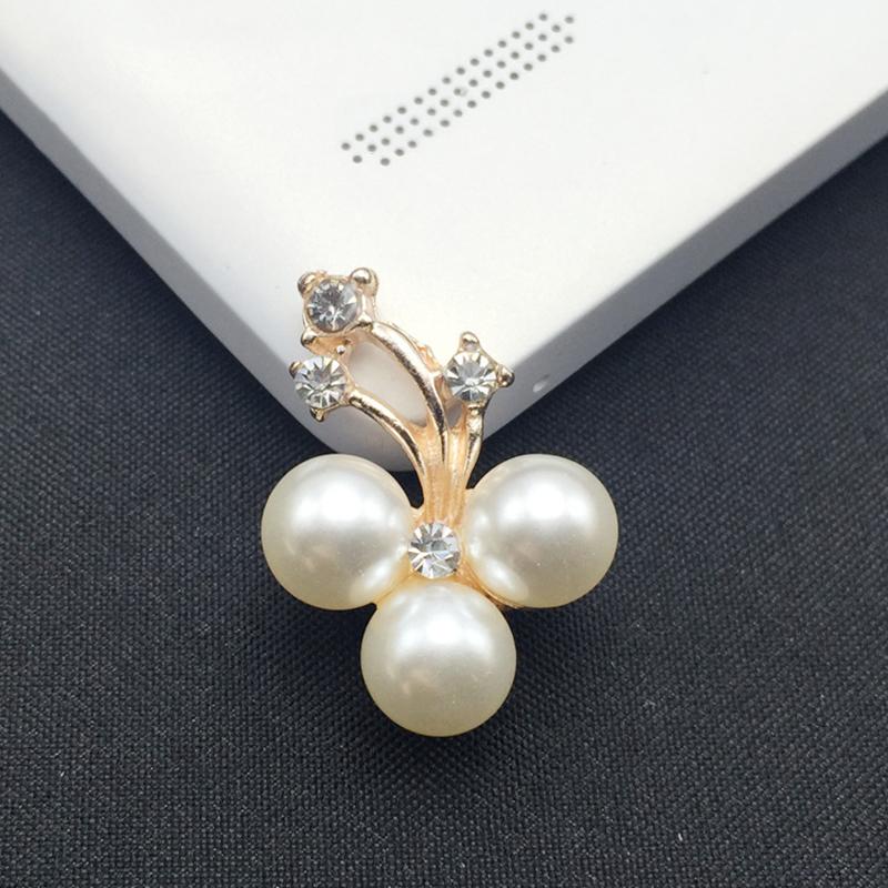 Engood 50Pcs Pearl Flower Rhinestone Buttons Sewing Trim & Embellishments Craft Buckles for Wedding Decor DIY Hair Accessories