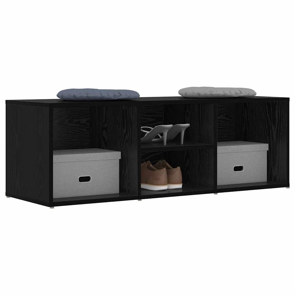 Shoe Bench Black Oak Effect 102 x 35 x 35 cm Engineered Wood