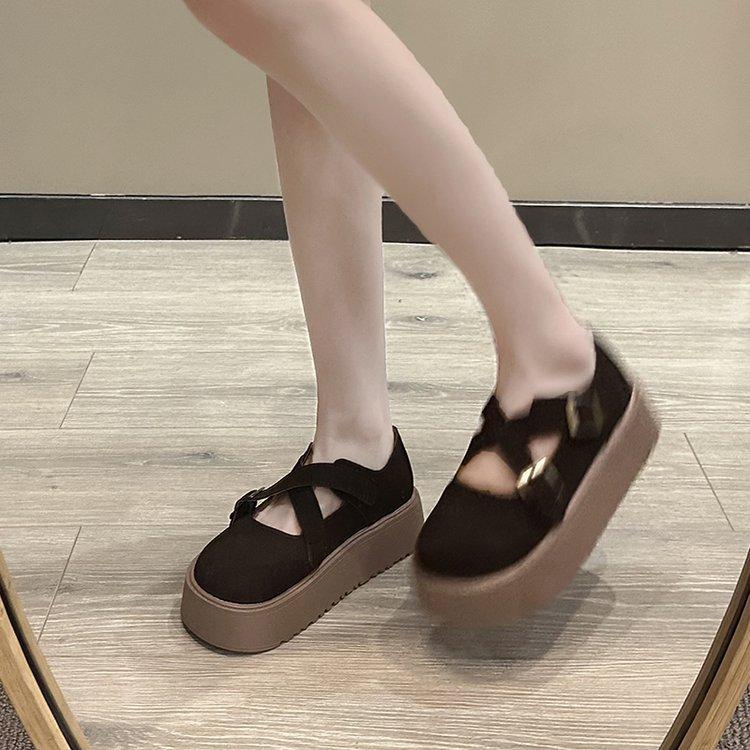 Retro style platform Boken shoes women's 2025 summer and autumn new solid color versatile casual muffin bottom loafers small leather shoes