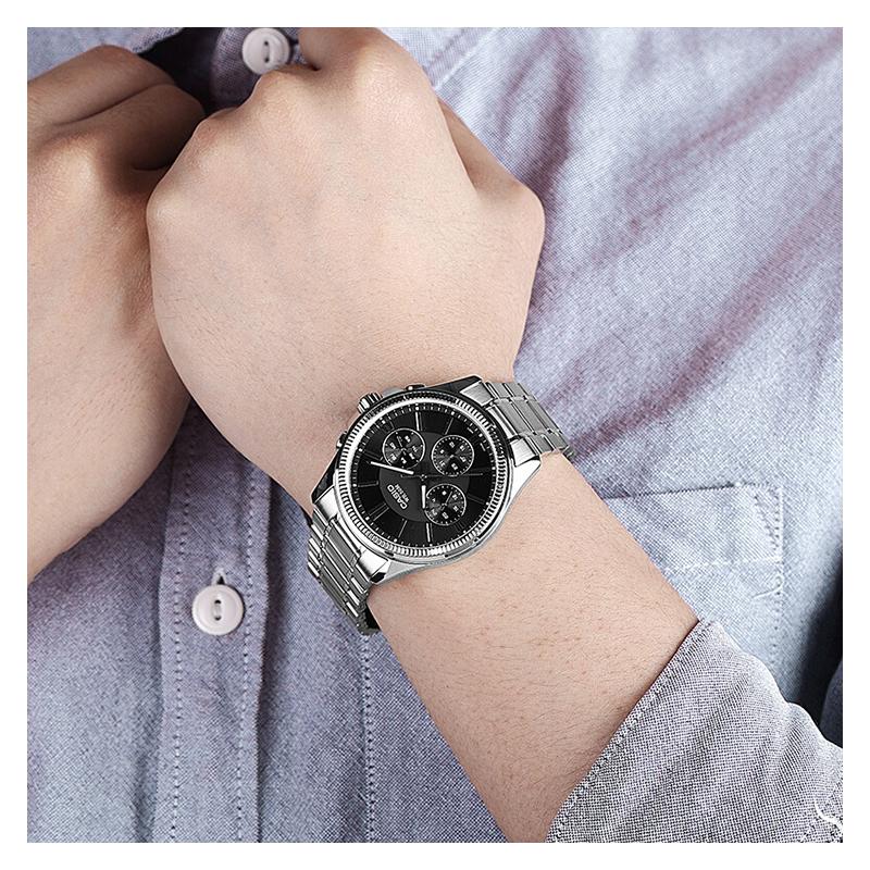 Casio STANDARD Series Casual Trendy Business Quartz Movement Stainless Steel Strap Japanese and Korean Watch Men's Watch Black MTP-1375D-1AVDF