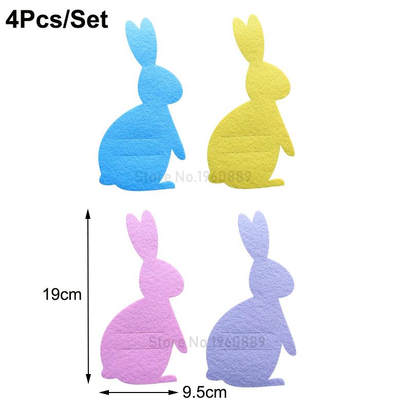 4Pcs Easter Knife Fork Holder Tableware Bag Non-woven Chick Rabbit Cutlery Bag Organizer Easter Bunny Party Supplies Home Decor