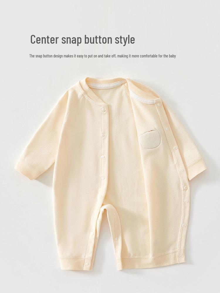 Autumn/Winter Pure Cotton Baby Romper – Long Sleeve Boneless Newborn Onesie for Spring