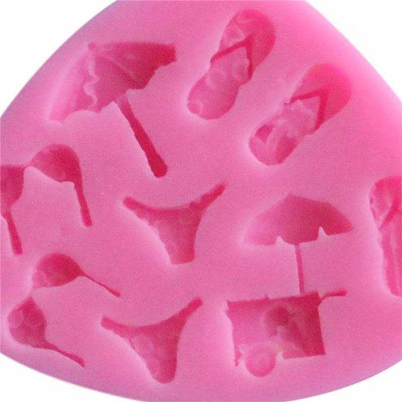Paraply Tøfler Bikini Sjokolade Fest DIY Fondant Kakedekoreringsverktøy Silikonform