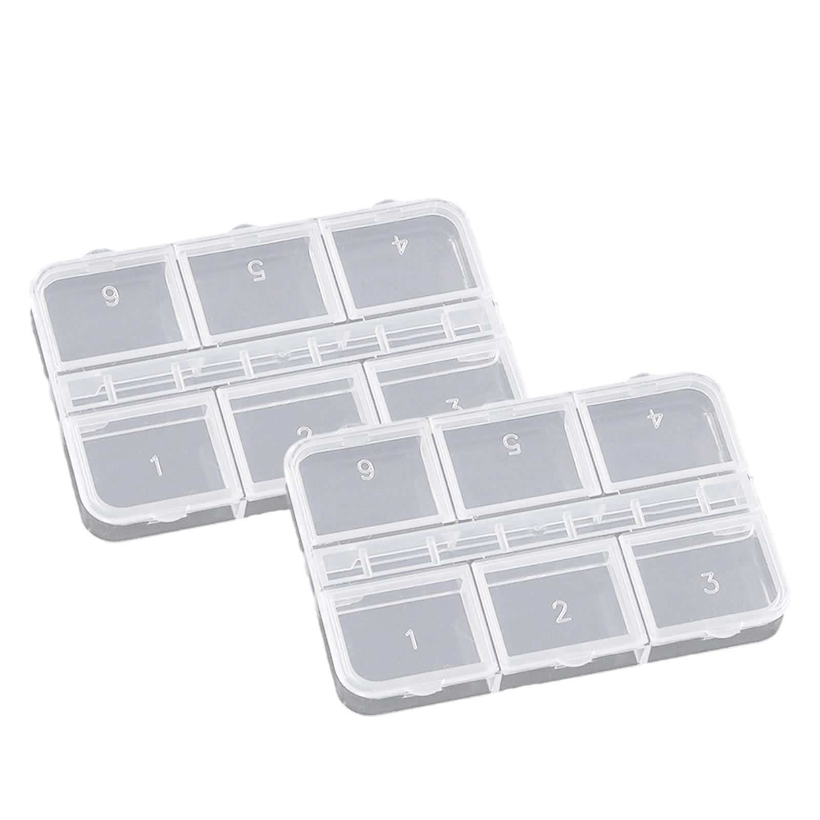 

Transparent Multifunctional Organizer Case With 6 Sections For Nail Accessories Stationery Storage 2