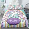 Cartoon Unicorn Duvet Cover Set With Pillowcase Queen King Size 2 3 Pcs Bedding For Kids Adults Polyester