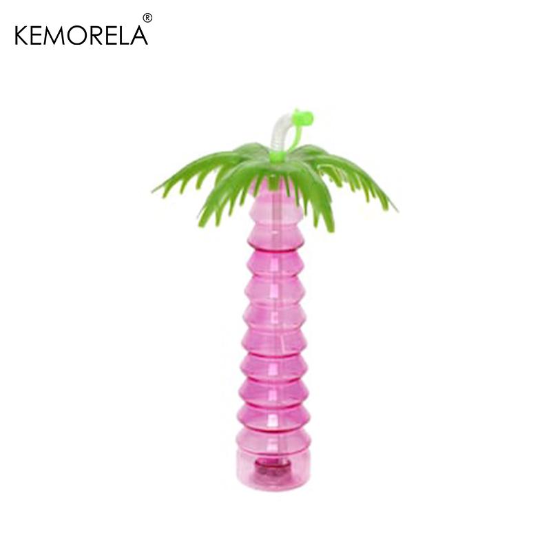 1PCS Tropical-Theme Plastic Cup Coconut Tree Pineapple Shape Bottle Drinking Cups With Lids And Straws Child Waterbottle