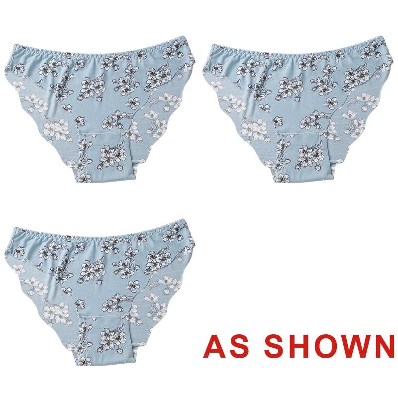 TERMEZY 3Pcs/Lot Women's Sexy Ice Silk Panties Printed High Elasticity Cool Briefs Low-Rise Seamless Breathable Briefs