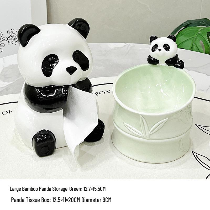 Panda Ceramic Tissue Box Holder - Creative Cartoon Napkin Dispenser for Living Room Decor