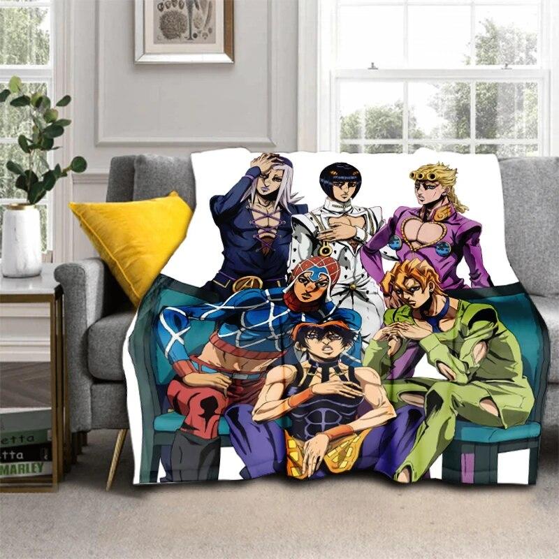 Anime Jojo Bizarre Adventure Cosplay Body 3D Printed Flannel Blanket for Beds Hiking Picnic Fashionable Bedspread Throw Blanket