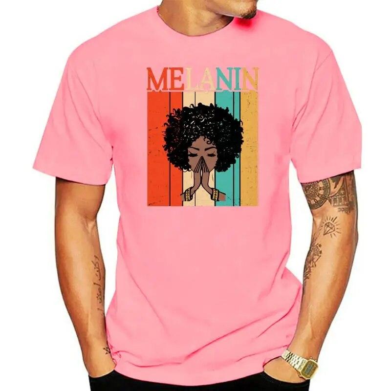 Proud Melanin Black Girls T-Shirt For Women Afro Hair Queens Tee Gift Vintage