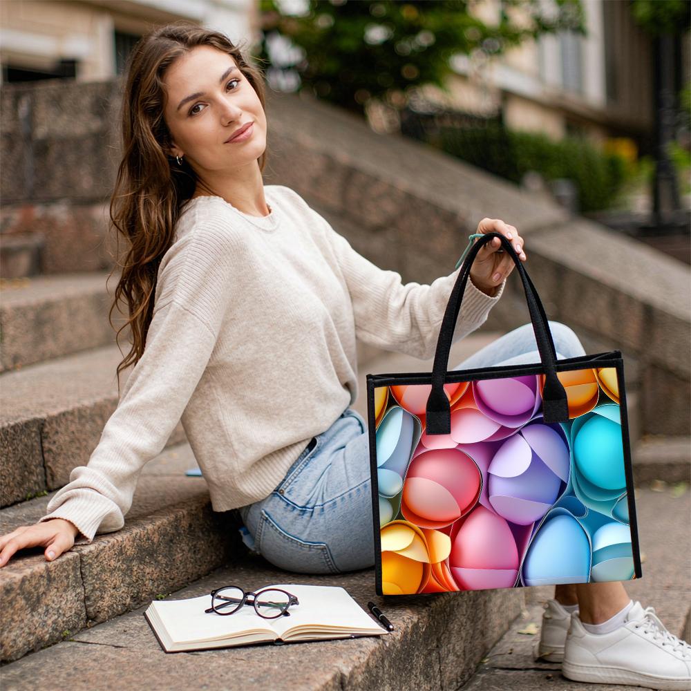 Colorful Geometric Tote Bag Fashion Large Capacity Casual Handbag for Daily Shopping Travel