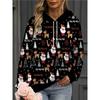 Womens Oversized Hooded Sweatshirt With 3D Print Soft Cotton Blend Long Sleeve Pullover Casual Wear
