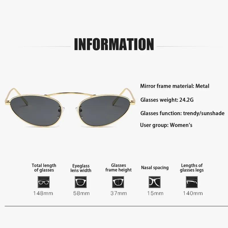 Fashion Luxury Cat Eye Sunglasses for Women Unique Small Oval Metal Frame Brand Design Eyewear UV400 Sunglasses Lentes De Sol