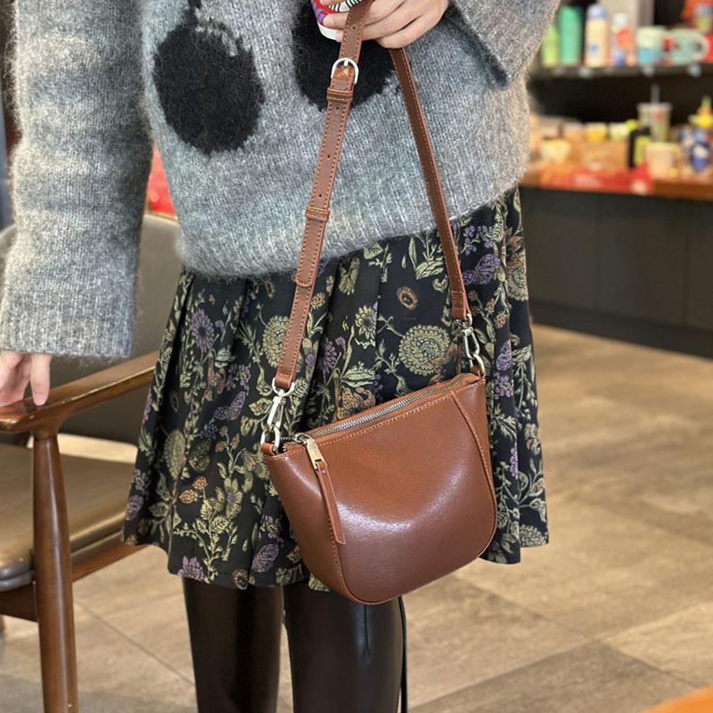Genuine Leather Bag Single-shoulder Ladies' Small Bag Cowhide Women's Bag Crossbody Bag