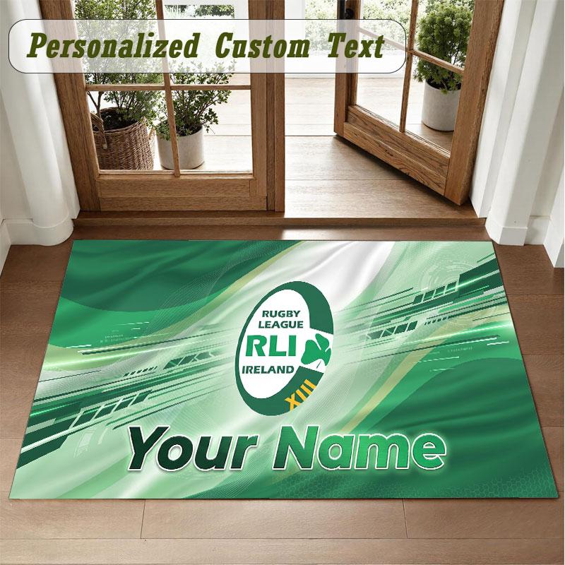 Crystal Velvet Square Rug Custom NameIreland Rugby Pattern Non Slip Home Floor Decor Rug