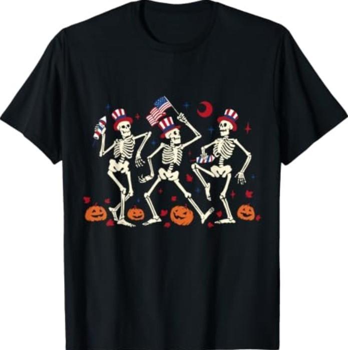 Party In The Usa July 4Th Funny Bone American Skeletons T-Shirt