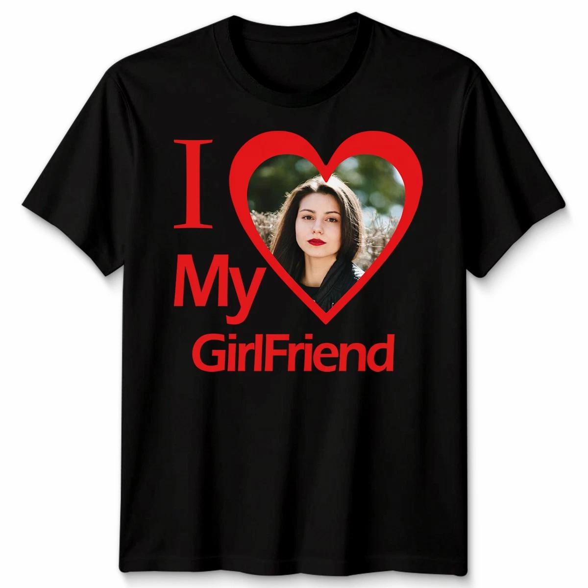 Custom Photo Upload Personalised Relationship I My Girlfriend Mens Womens Tee L