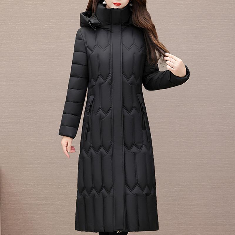 Fashion Middle Age Women's Winter Parka Hooded Casual Warm Long Coats Thick Women Jackets