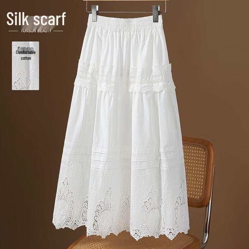 Women s Lace Embroidered A-Line Midi Skirt XL