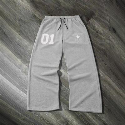 New Letter Printed Sports Pants for Spring, Men's and Women's Loose Casual Wide Leg Pants, Sports Pants, Comfortable Home Wear