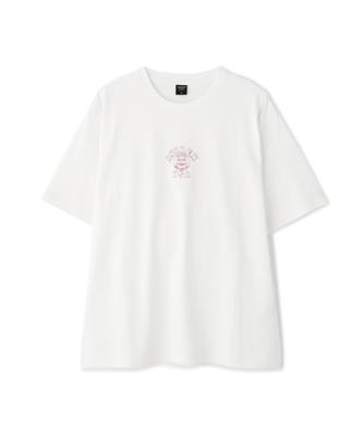 ONE POINT EMB T-SHIRT VARSITY LOGO (WEB&DEPOT Exclusive) Men's Short Sleeve T-Shirt with Logo Embroidery, Size F, Color White, Model