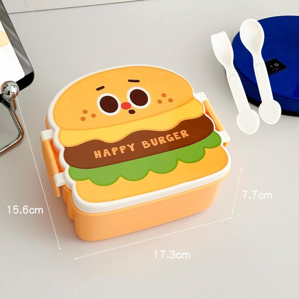 Food Grade Cartoon Bento Box Hamburger French Fries Leakproof Portable Lunch Box Divided Food Container Picnic