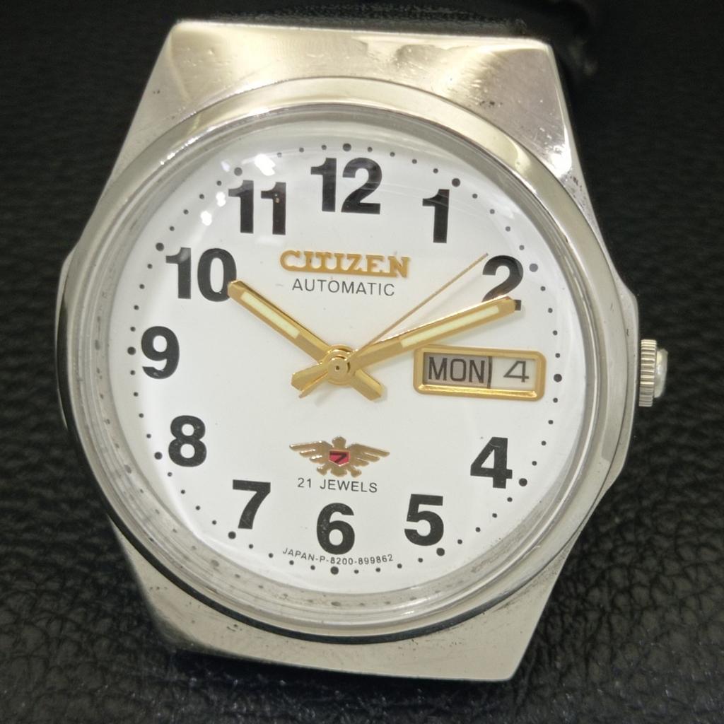 AUTOMATIC VINTAGE CITIZEN 8200 JAPAN MENS WHITE COLOR DIAL WATCH a702133-5 R208-a702133