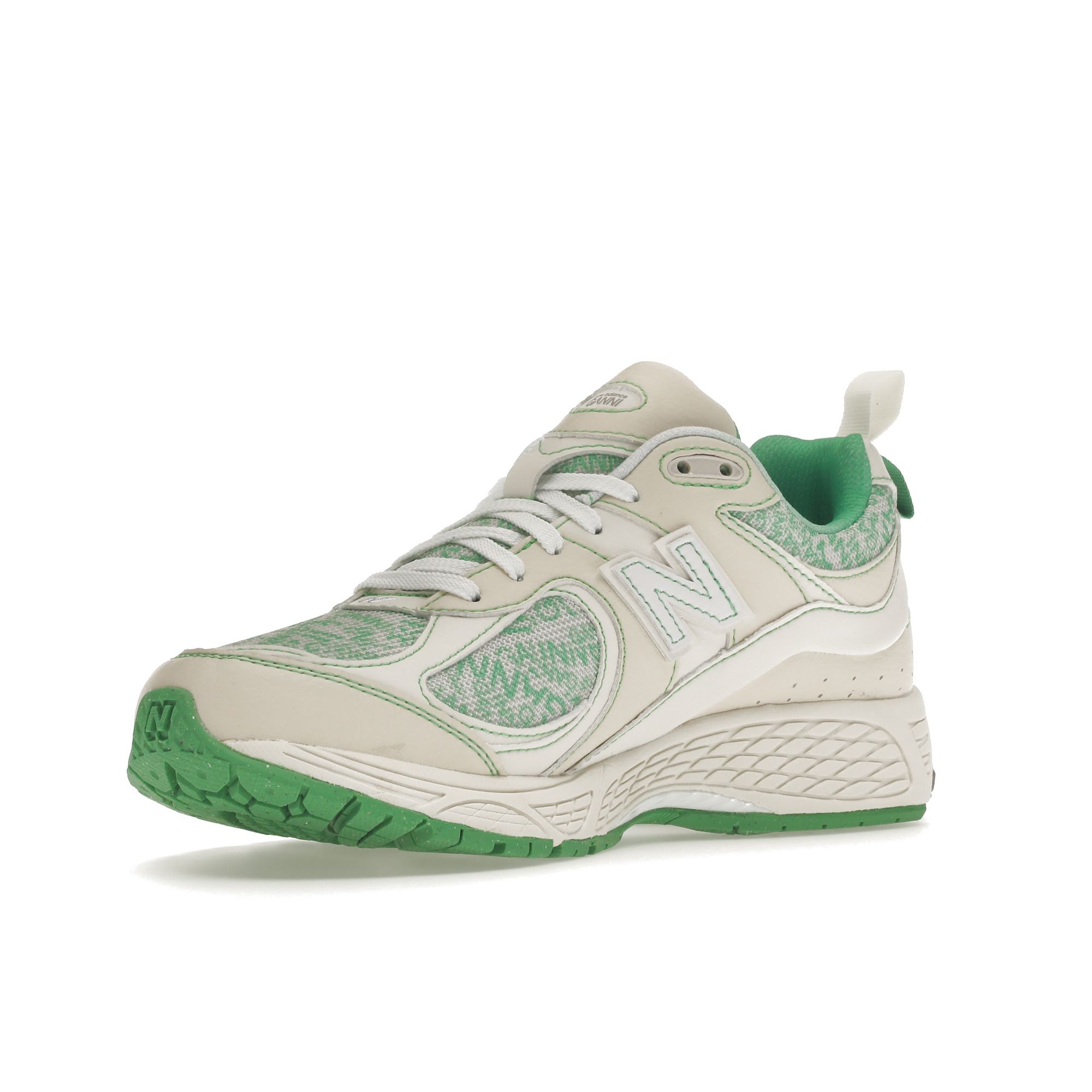 Кроссовки унисекс GANNI x New Balance 2002R Turtledove кремовые с островно-зелеными — фото 4