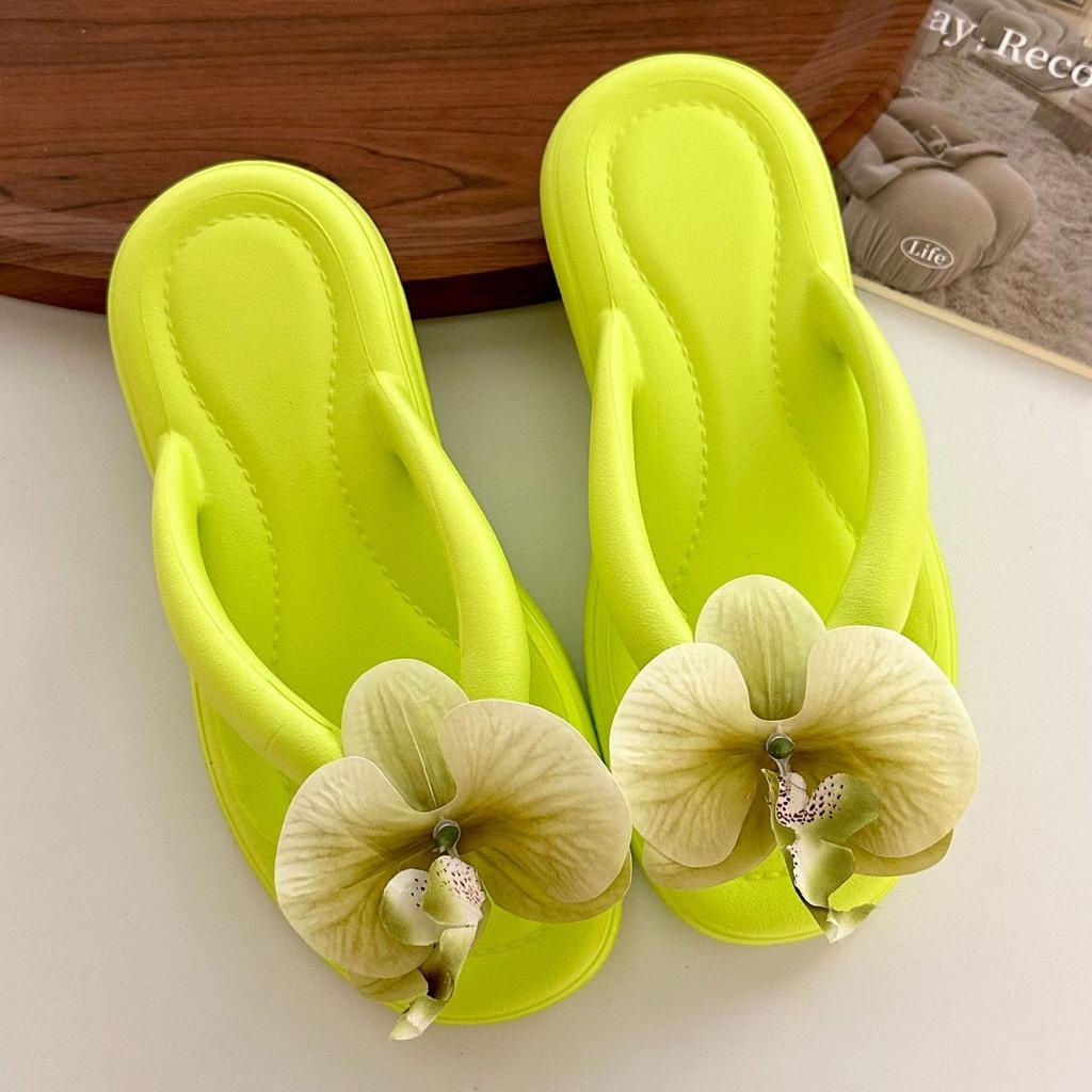 Butterfly Orchid Flip Flops Women's New Summer Fashion Flat Bottomed Soft Bottomed Beach Slippers