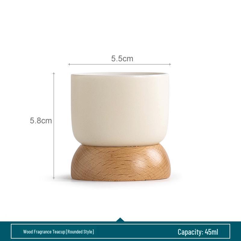 Japanese Minimalist Wooden Teacup Gift Set - Cream Style for Women, Personal Use, Tasting Cup