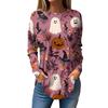 Moda para Mujer Suelto Cuello Redondo Halloween Estampado Manga Larga Camiseta Top Jersey