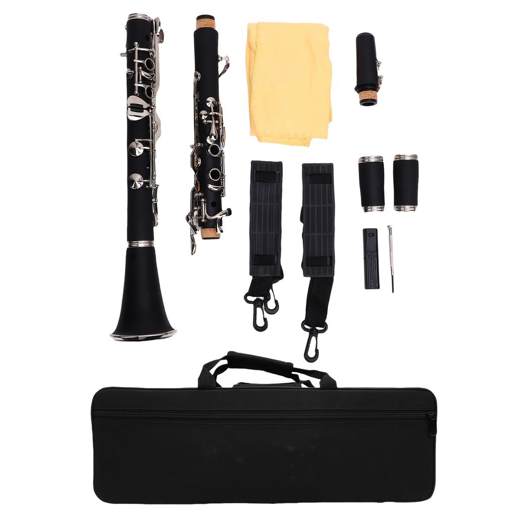 Klarnet G, 17 klawiszy, profesjonalny instrument dęty drewniany, z twardym pudełkiem, ściereczka czyszcząca dla dzieci, dorosłych i początkujących