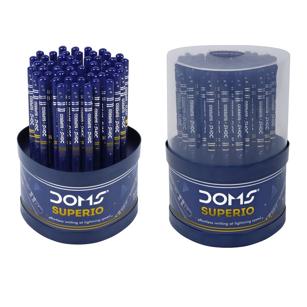 Doms Superio Non Toxic Super Dark Graphite Pencils Tumbler Pack of 1 50pcs for Sketching Drawing Writing School Artists