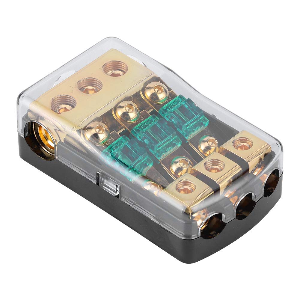 KIMISS Fuse Distribution Block, 0/2/4 Gauge In To 4/8/10 Gauge Out 60A 3 Way