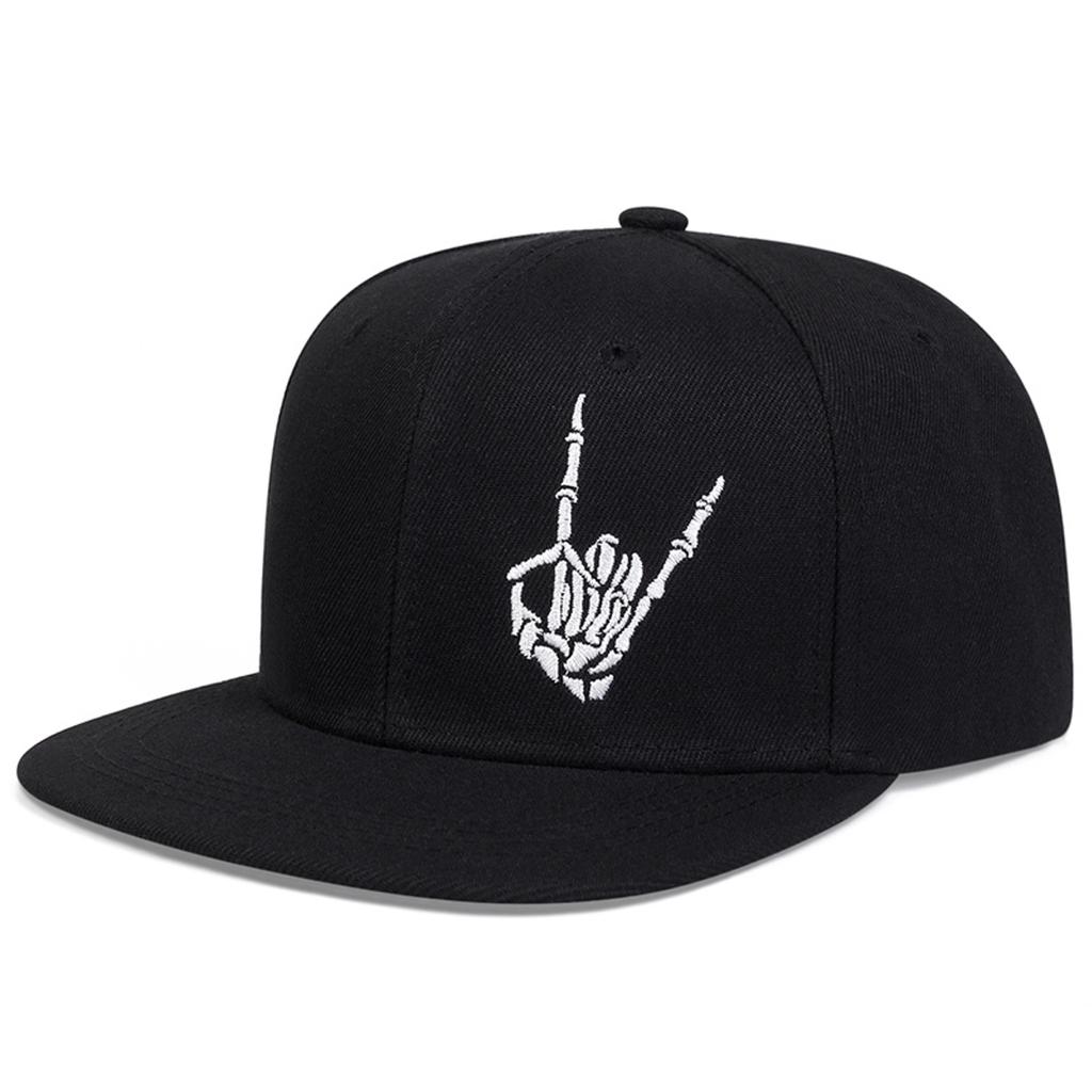 Unisex Kšiltovky s výšivkou kostlivcových prstů v hip-hopovém stylu, Jaro Podzim, Venkovní, Nastavitelná, Ležérní, Baseballové čepice, Klobouk s ochranou proti slunci
