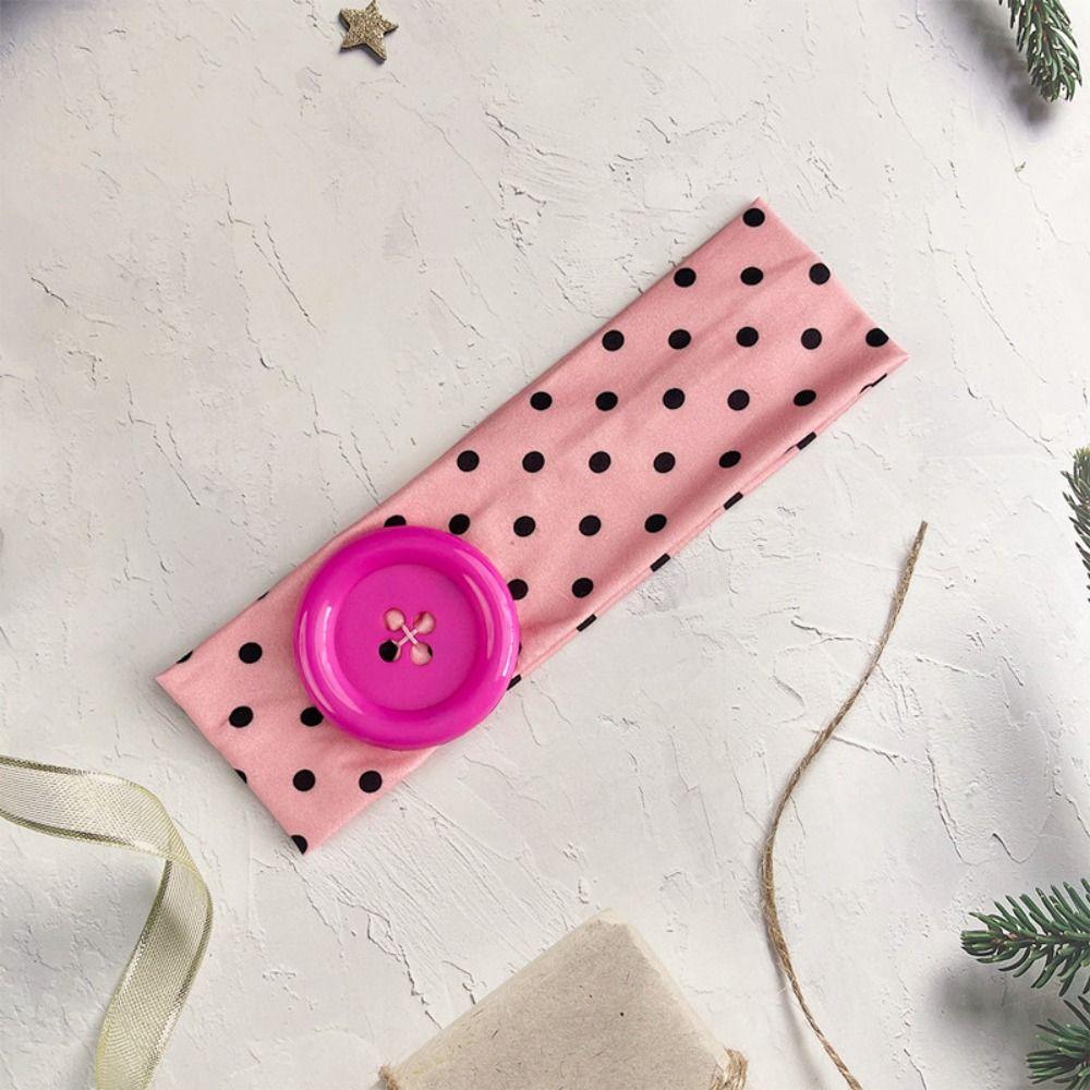 Colorful Elastic Hairband Vintage Style Polka Dot Headband High Quality Button Hairband