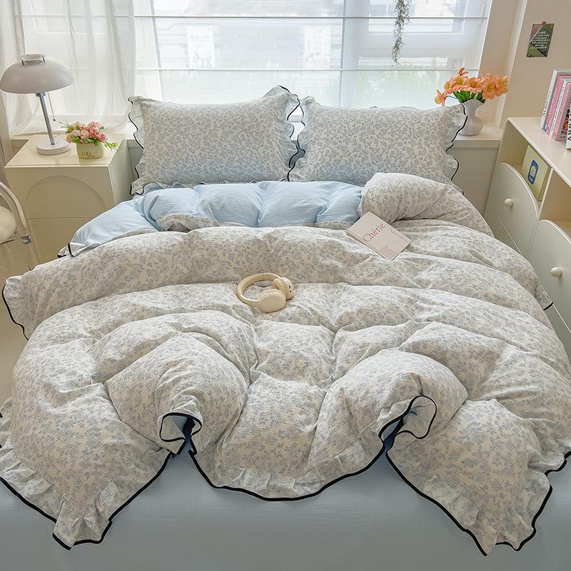 Lace Bed Four-piece Set, Skin-friendly Cloud-feeling Thin Quilt Cover, Bed Sheet Quilt Cover Three-piece Set