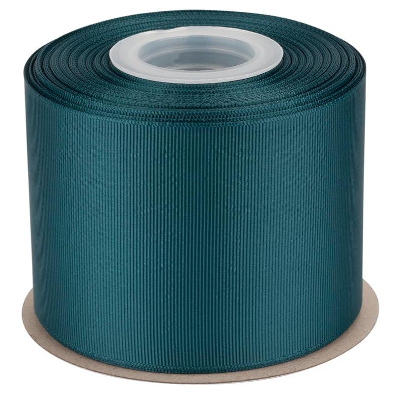 

[Tekdeere]Width 75mm solid teal grosgrain ribbon, perfect for gift wrapping, sewing, hair accessories, wedding decorations - 22 meters/roll