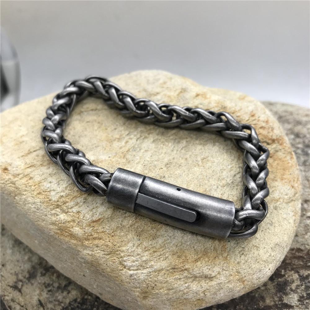Mighty Retro Orchid Chain Bracelet Handcuffs Magnetic Buckle Men s Stainless Steel Bracelet