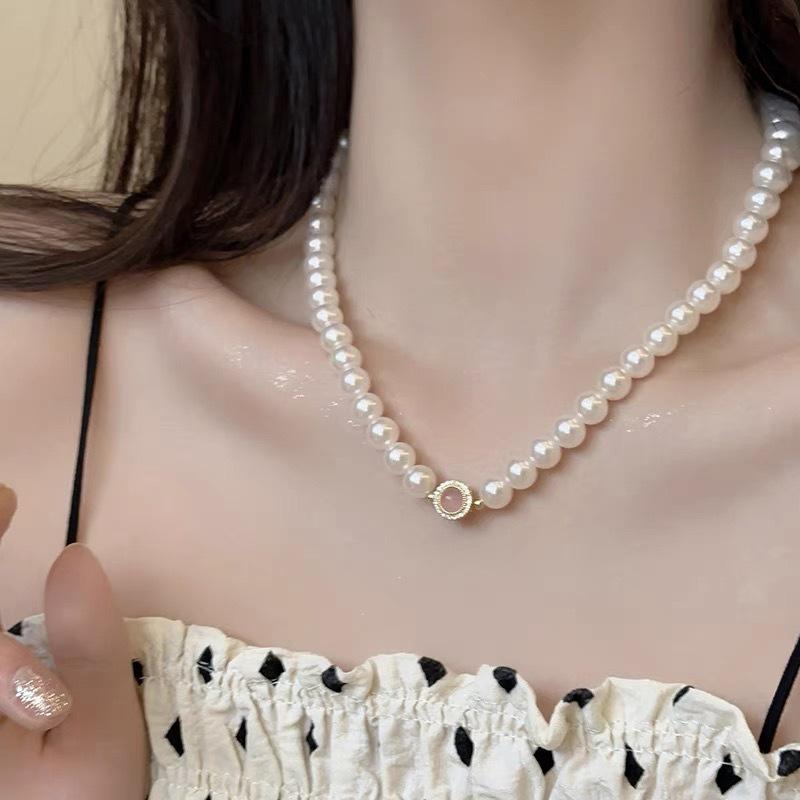 Shijia pearl necklace women's niche design sense fashion temperament collarbone chain neck chain sweater chain bead chain