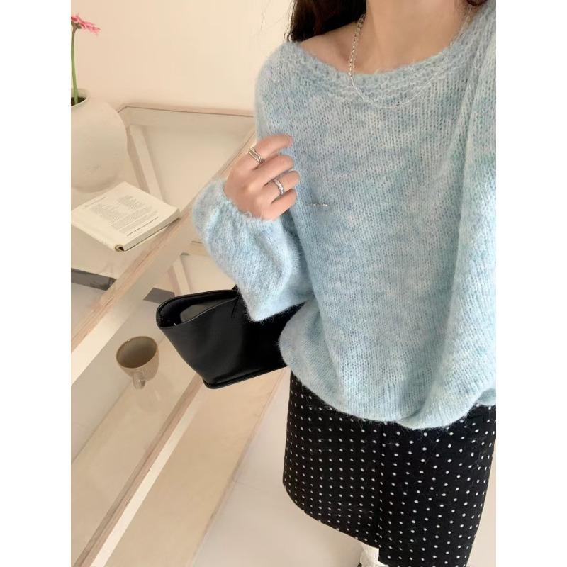 Spring new loose soft waxy thin lazy wind knitted sweater top gentle wind sweater pullover woman