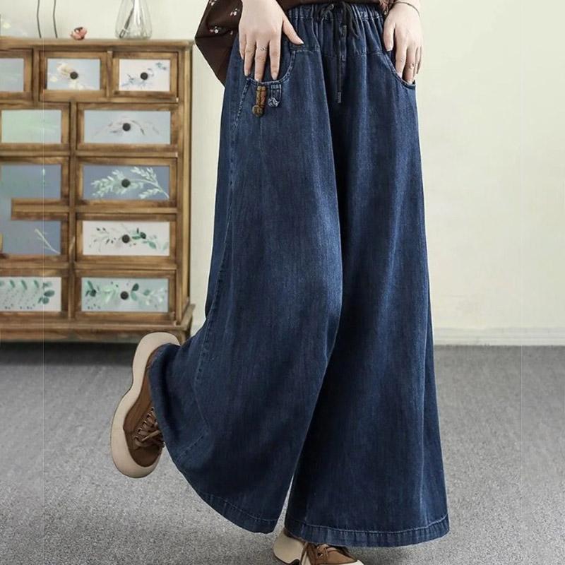 Spodnie damskie plus size pogrubione elastyczne elastyczne wysoki stan długie spodnie jednolity kolor polar casual szerokie nogawki spodnie jeansowe