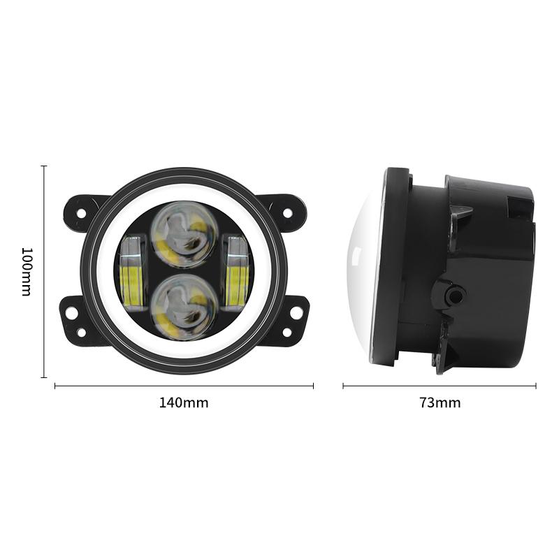 4 Zoll Angel Eyes Auto Nebelscheinwerfer Fern- und Abblendlicht Warnscheinwerfer Wasserdichte LED Runde Nebelscheinwerfer Auto DRL für Jeep Wrangler JK