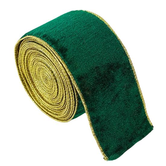 Materiál na výrobu mašlí DIY Sametová vánoční stuha, 2,5 x 78 palců Kordová stuha se zlatými okraji Pro svazování dárkových krabic, Balení, Výrobu, Řemesla,