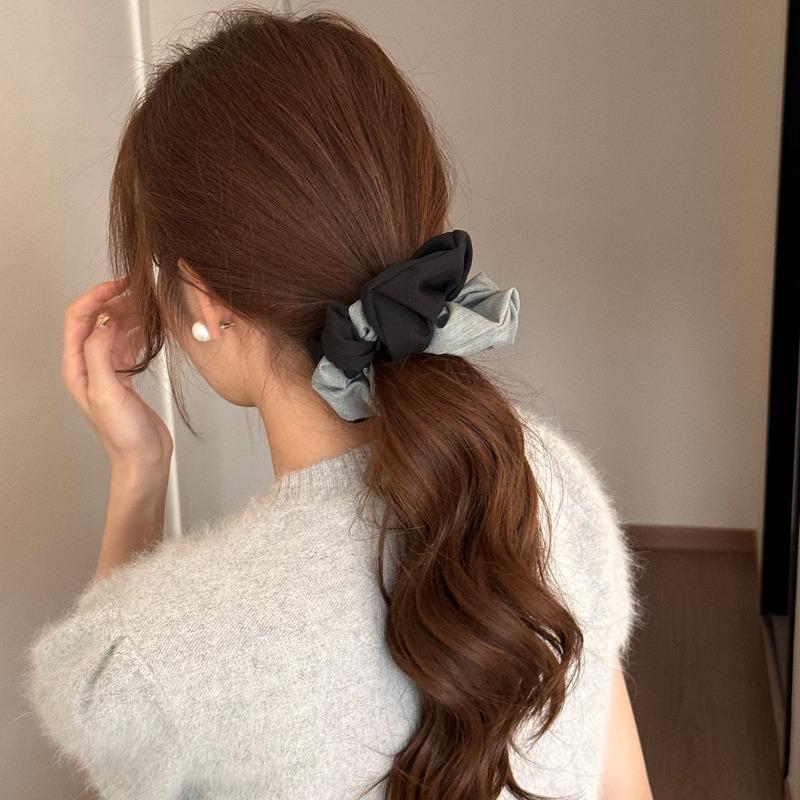 Fashion Double-color Patchwork Hair Bow, Elegant Twisted Hair Tie, Fabric Hair String Accessory