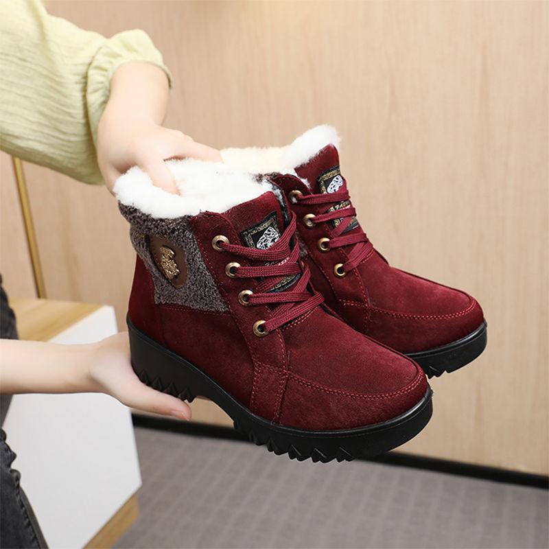Northeast thickened warm snow boots children's velvet 2025 winter new short boots lace-up Martin boots female grandma cotton shoes