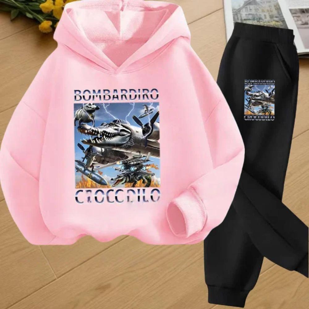 Autumn Italian Brainrot Print Kids Hoodie+Pants Suit Boys 2pcs Set Fashion Casual Girls Tracksuit Children Long Sleeve Outfits