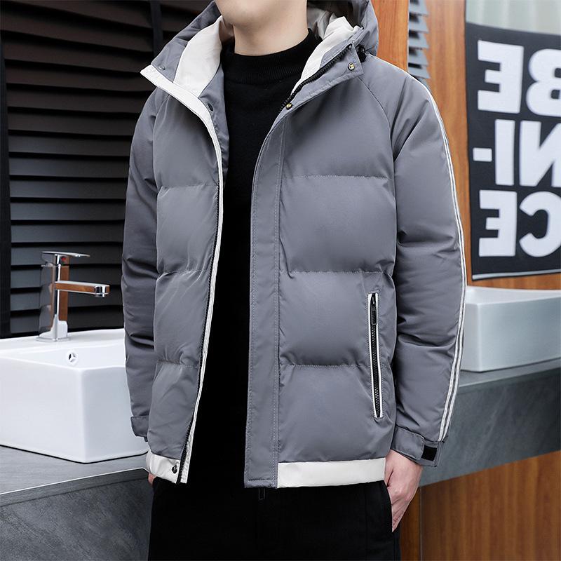 Men's Two-Legged Thickened Warm Winter Cotton Coat, Korean Style Youth Hooded Casual Cold-Proof Jacket.
