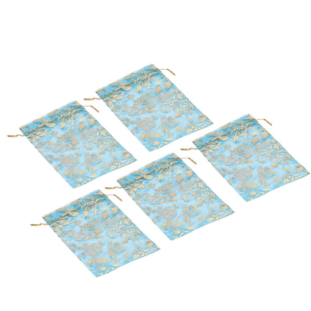 200 Pcs Organza Bag Drawstring Closure Print 6.3x4.3in Mesh Gifts Bags Organza Jewelry Mesh Pouch