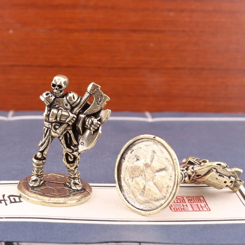 Retro Brass Skeleton Warrior Statue Desktop Ornaments Home Room Decorations Skeleton Man Figurines Miniatures